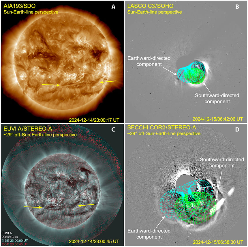 Seventeen Spacecraft Reveal a CME Component Heading Straight for Earth Unseen